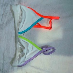 neon color block bikini top